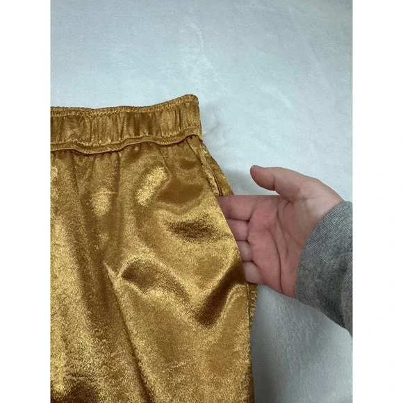 NWT Anthropologie Current Air Satin High-Rise Wide-Leg Pants Women's Small Gold‎ - Picture 10 of 13